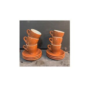 Nuova Point Italy Brown Espresso Cup and Saucer Set of 6 Italian Porcelain